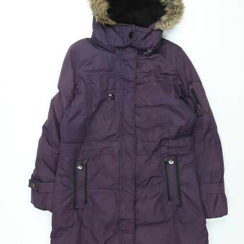 Hawke & Co Womens Purple Overcoat Coat Size S Zip