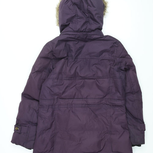 Hawke & Co Womens Purple Overcoat Coat Size S Zip