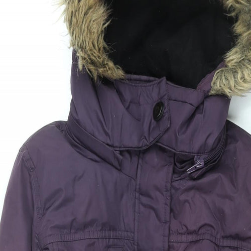 Hawke & Co Womens Purple Overcoat Coat Size S Zip