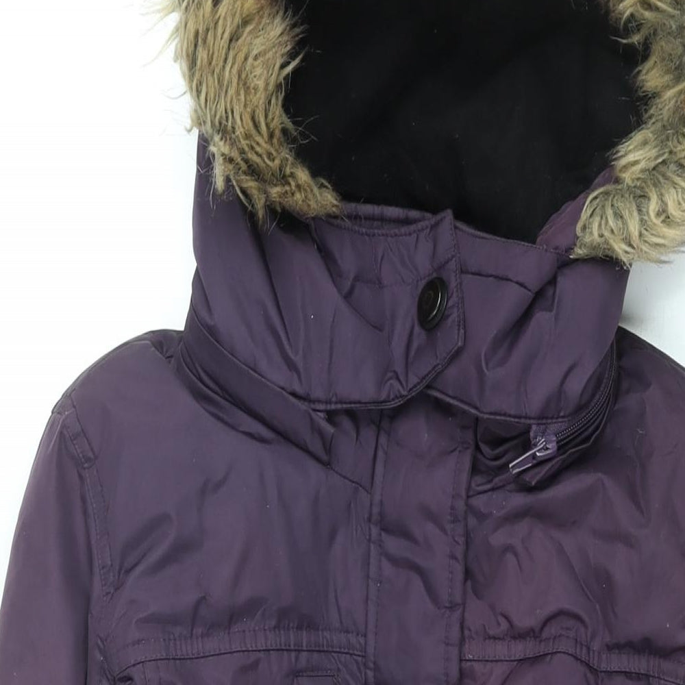 Hawke & Co Womens Purple Overcoat Coat Size S Zip
