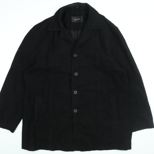 NEXT Mens Black Jacket Coat Size XL Button