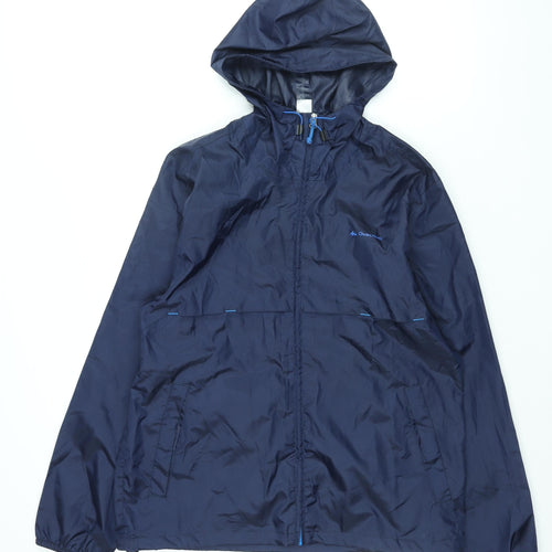 DECATHLON Mens Blue Rain Coat Coat Size L Zip