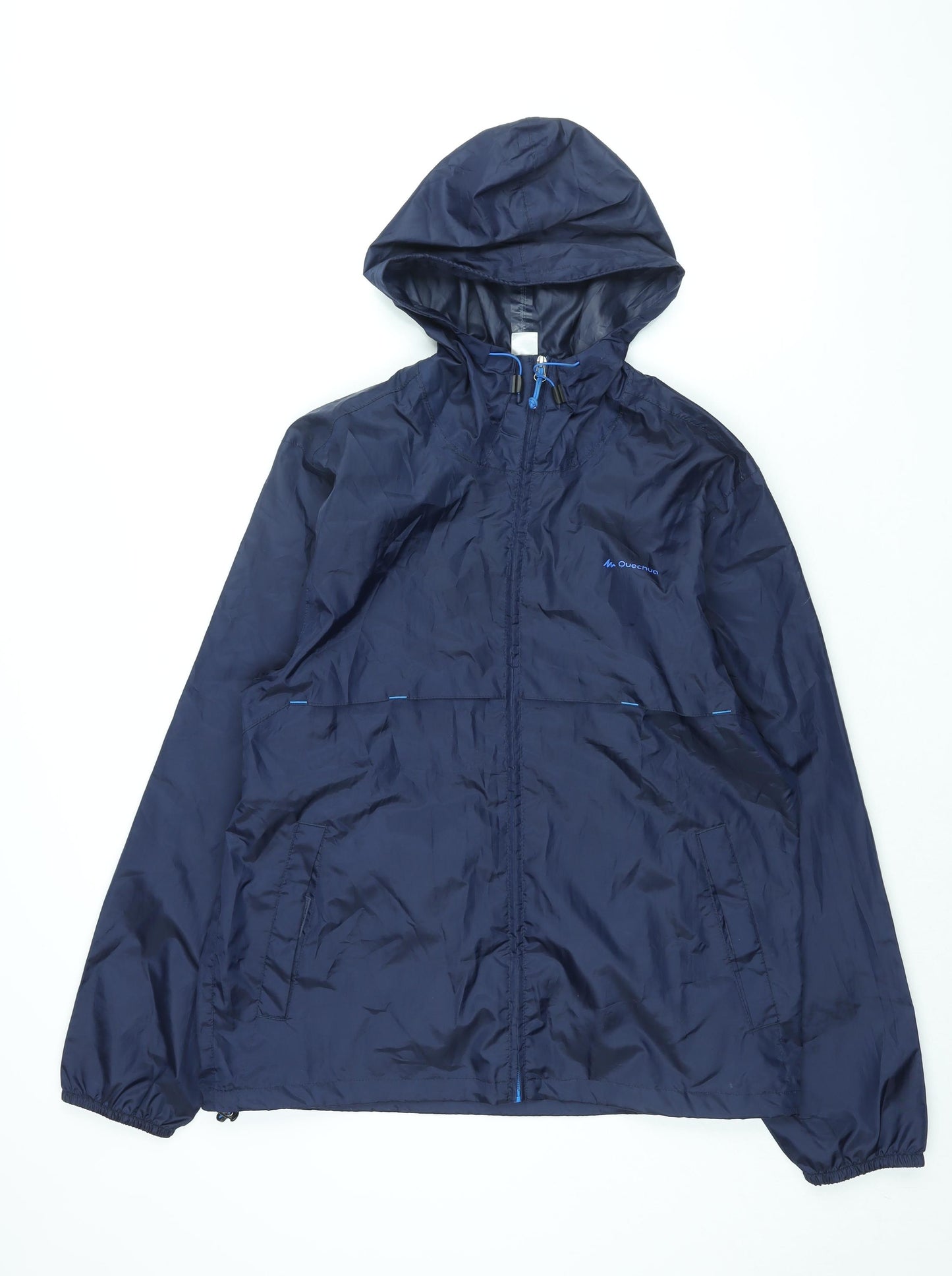 DECATHLON Mens Blue Rain Coat Coat Size L Zip