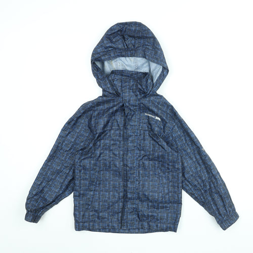 Trespass Boys Blue Geometric Rain Coat Coat Size 5-6 Years Zip