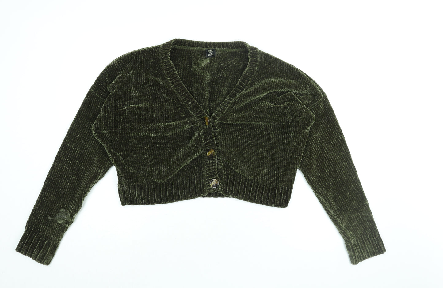 Urban Outfitters Womens Green V-Neck Polyester Cardigan Jumper Size S