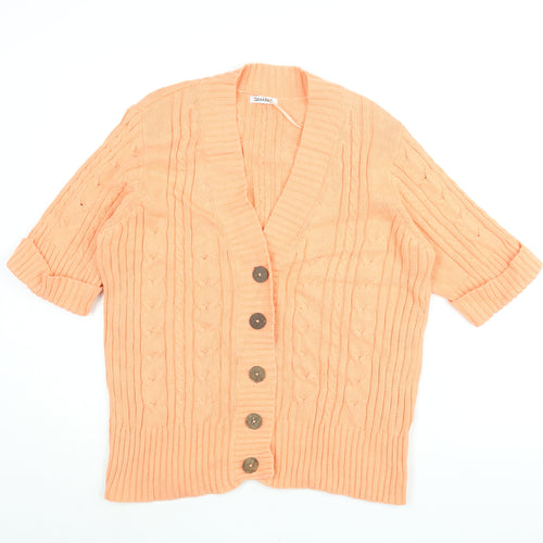 Damart Womens Orange V-Neck Cotton Cardigan Jumper Size 18 - Size 18-20