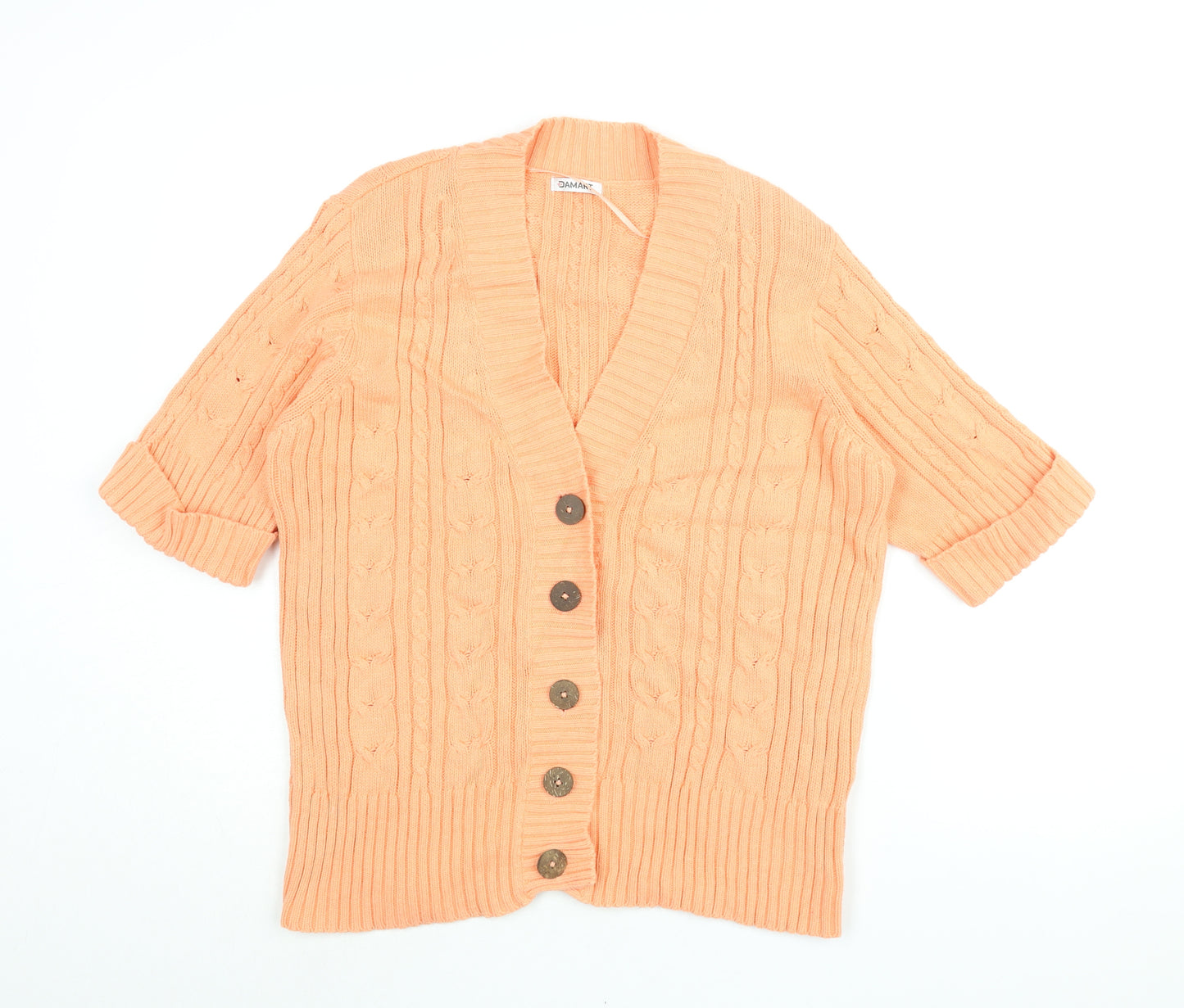 Damart Womens Orange V-Neck Cotton Cardigan Jumper Size 18 - Size 18-20