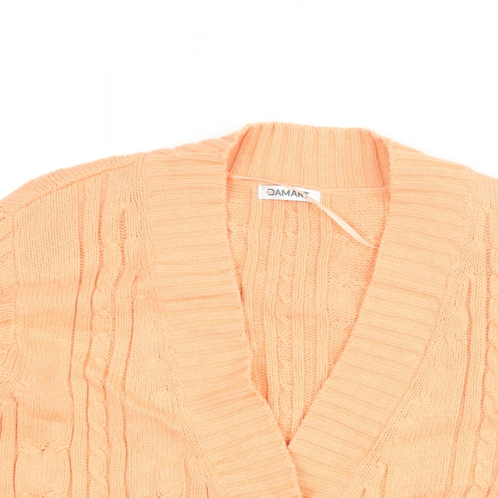 Damart Womens Orange V-Neck Cotton Cardigan Jumper Size 18 - Size 18-20