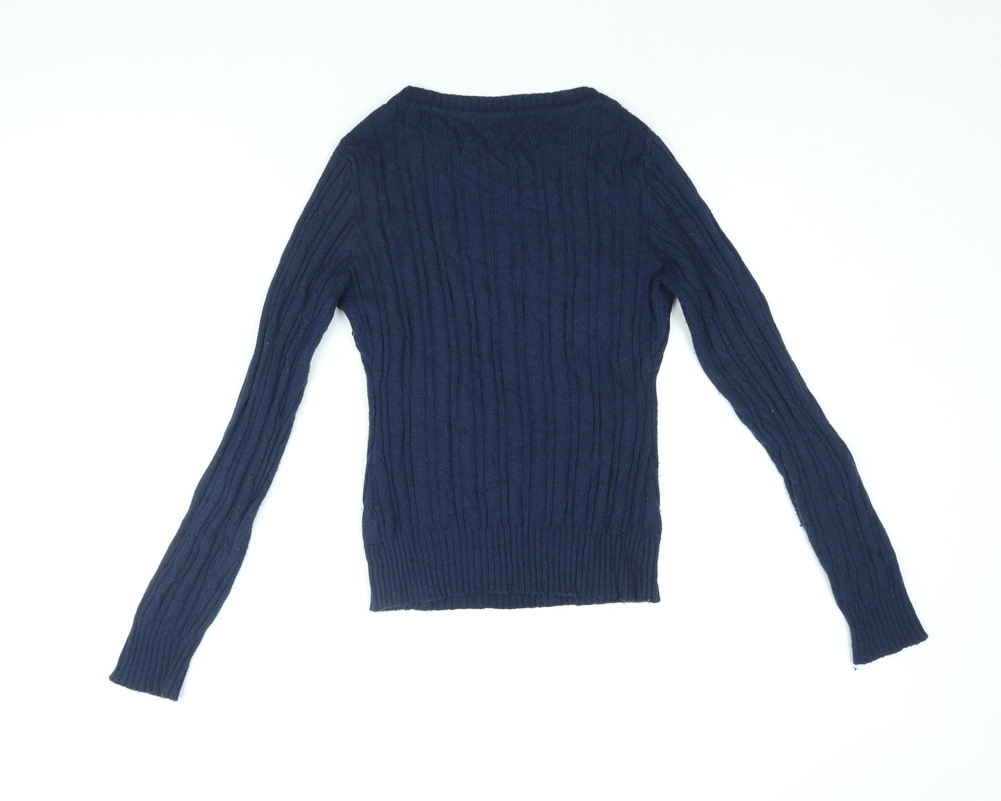 SoulCal&Co Womens Blue Round Neck Cotton Pullover Jumper Size 2XS
