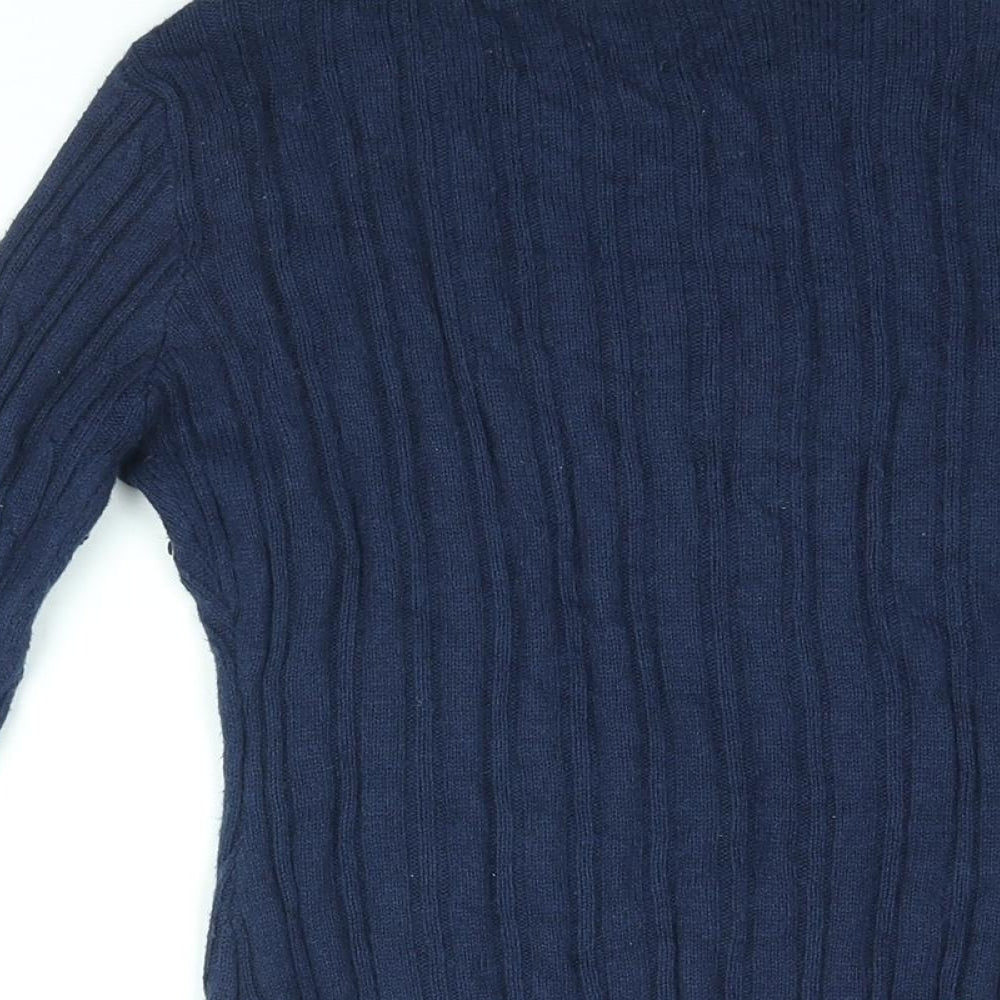 SoulCal&Co Womens Blue Round Neck Cotton Pullover Jumper Size 2XS