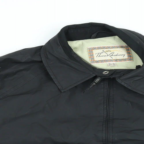 Thomas Burberry Mens Black Jacket Coat Size XL Zip