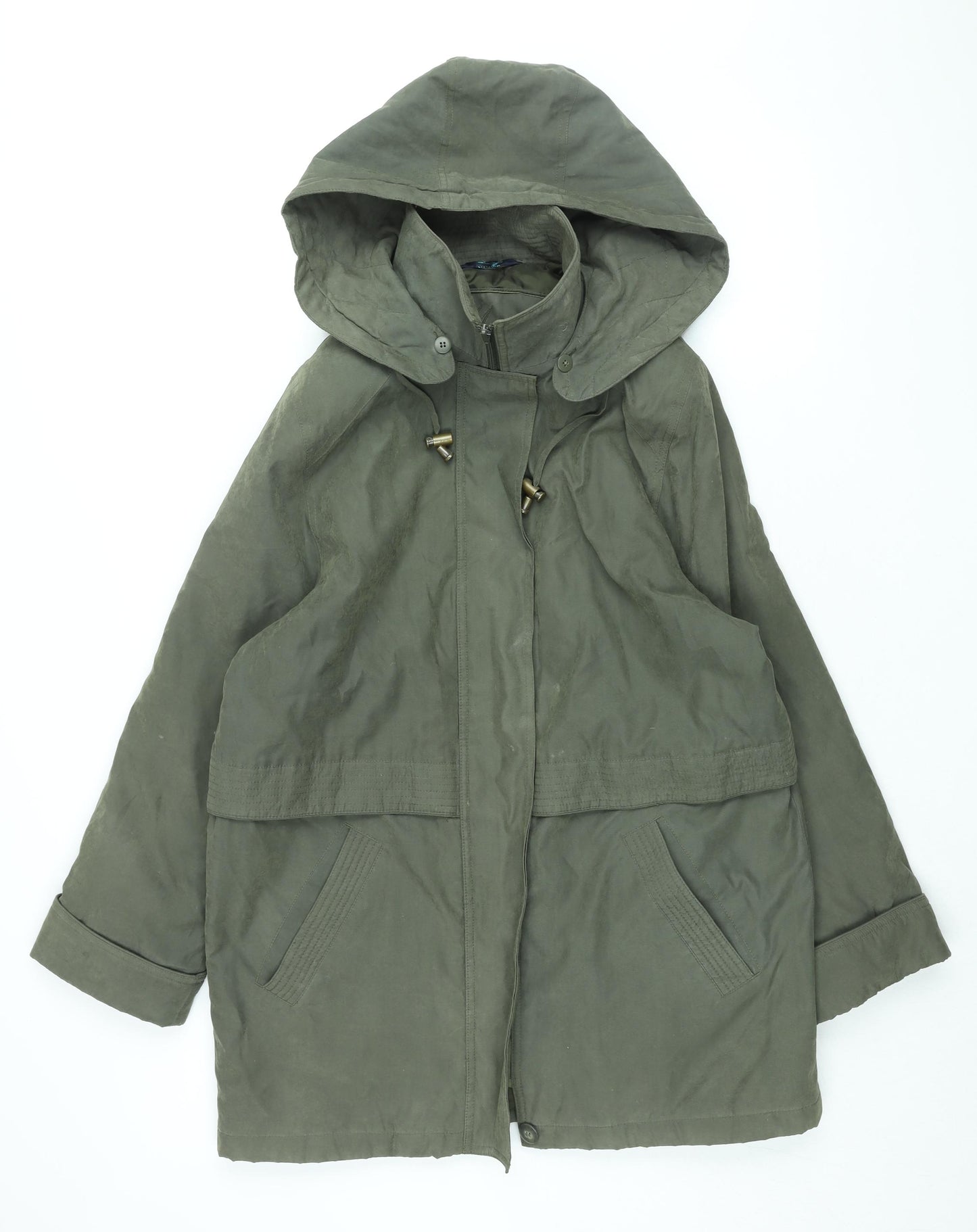 Nuage Womens Green Overcoat Coat Size 12 Zip