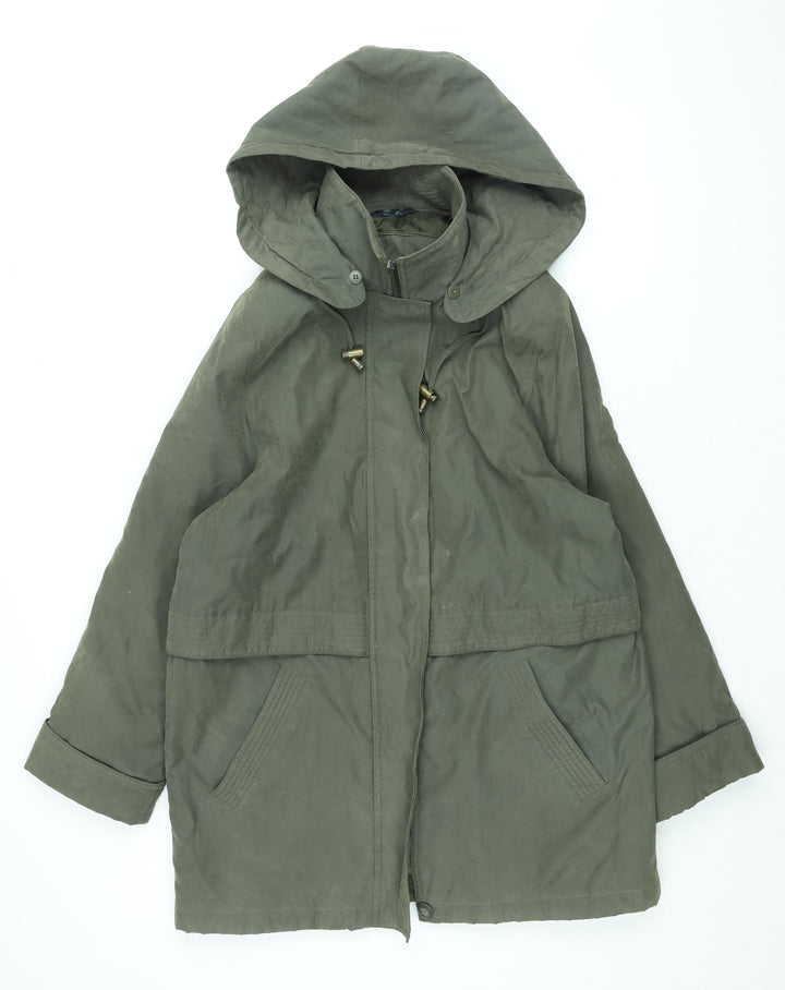 Nuage Womens Green Overcoat Coat Size 12 Zip