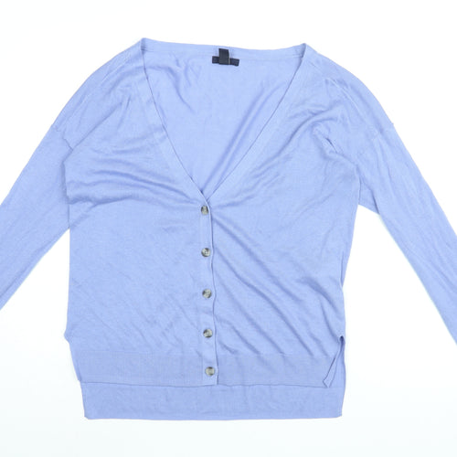 Gap Womens Blue V-Neck Cotton Cardigan Jumper Size M