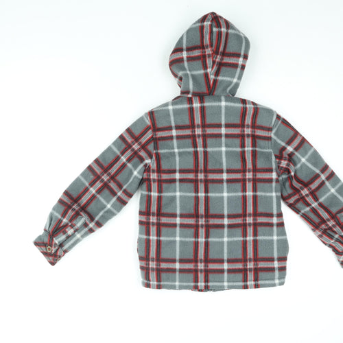 Lee Cooper Boys Grey Plaid Polyester Full Zip Hoodie Size 8 Years Zip