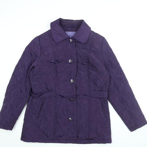 Autonomy Womens Purple Quilted Coat Size 14 Button