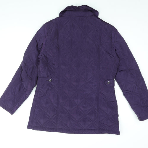 Autonomy Womens Purple Quilted Coat Size 14 Button