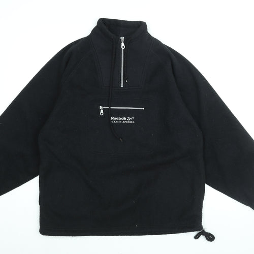 Reebok Womens Black Polyester Pullover Sweatshirt Size 10 Zip - Reebok Classic Apparel