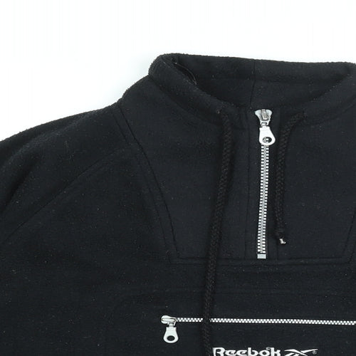 Reebok Womens Black Polyester Pullover Sweatshirt Size 10 Zip - Reebok Classic Apparel