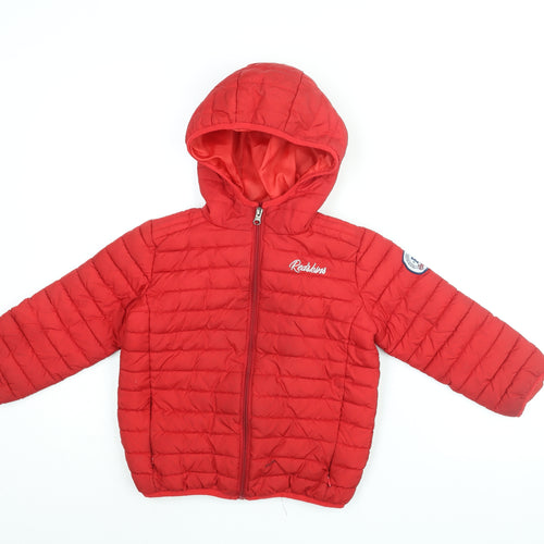 Redskins Boys Red Puffer Jacket Coat Size 5 Years Zip