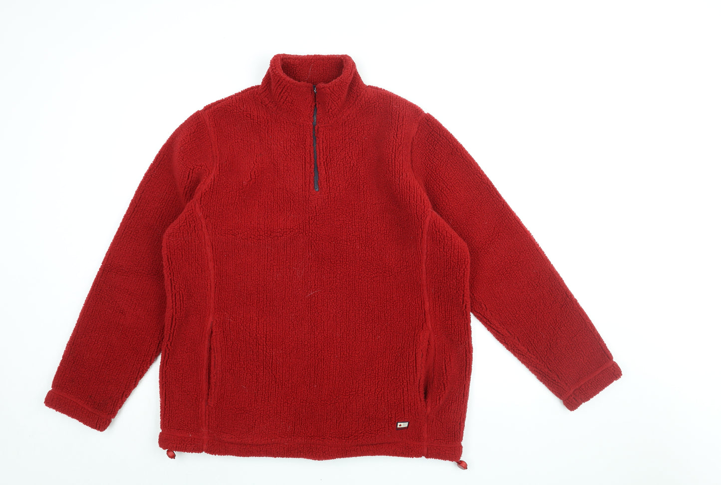 Maine Womens Red Acrylic Pullover Sweatshirt Size 14 Zip