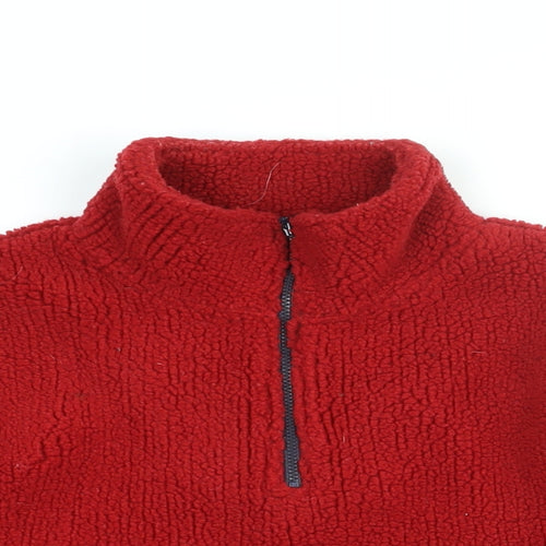 Maine Womens Red Acrylic Pullover Sweatshirt Size 14 Zip