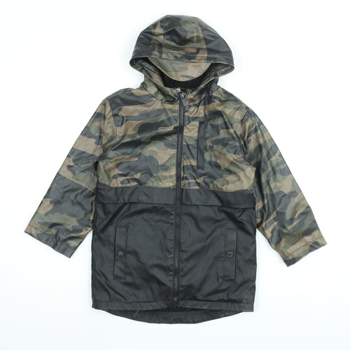 Firetrap Boys Green Camouflage Rain Coat Coat Size 5-6 Years Zip