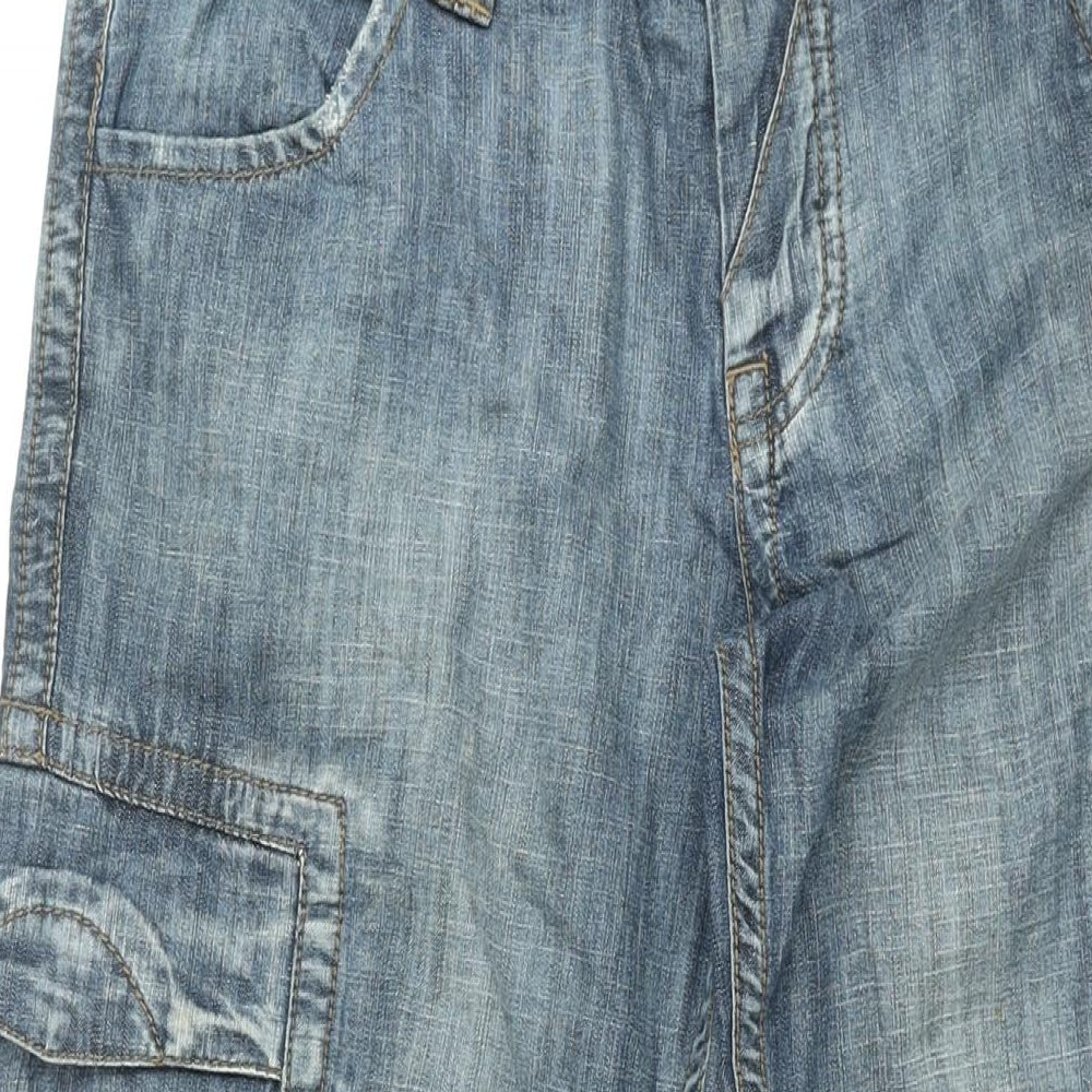 Animal Womens Blue Cotton Straight Jeans Size 14 L32 in Regular Zip