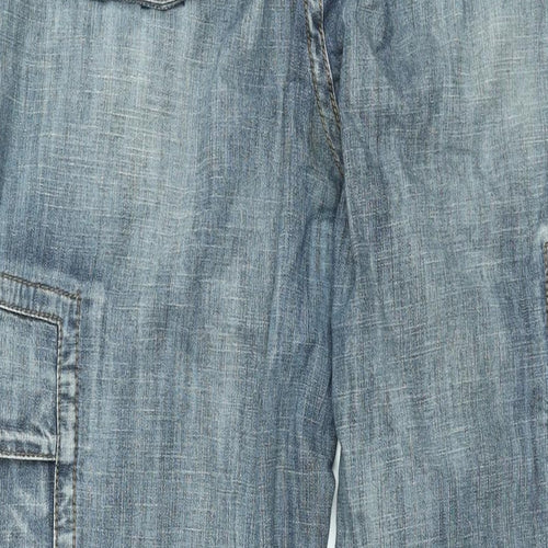 Animal Womens Blue Cotton Straight Jeans Size 14 L32 in Regular Zip