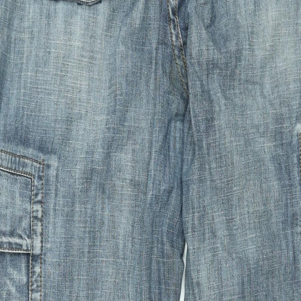 Animal Womens Blue Cotton Straight Jeans Size 14 L32 in Regular Zip