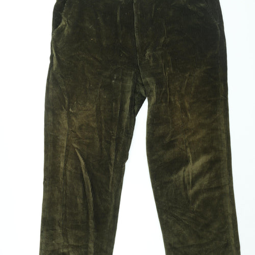 Gurteen Mens Green Cotton Trousers Size 38 in L29 in Regular Zip