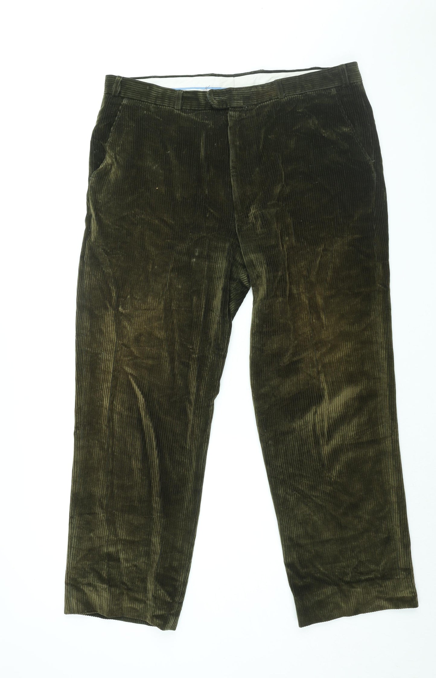 Gurteen Mens Green Cotton Trousers Size 38 in L29 in Regular Zip