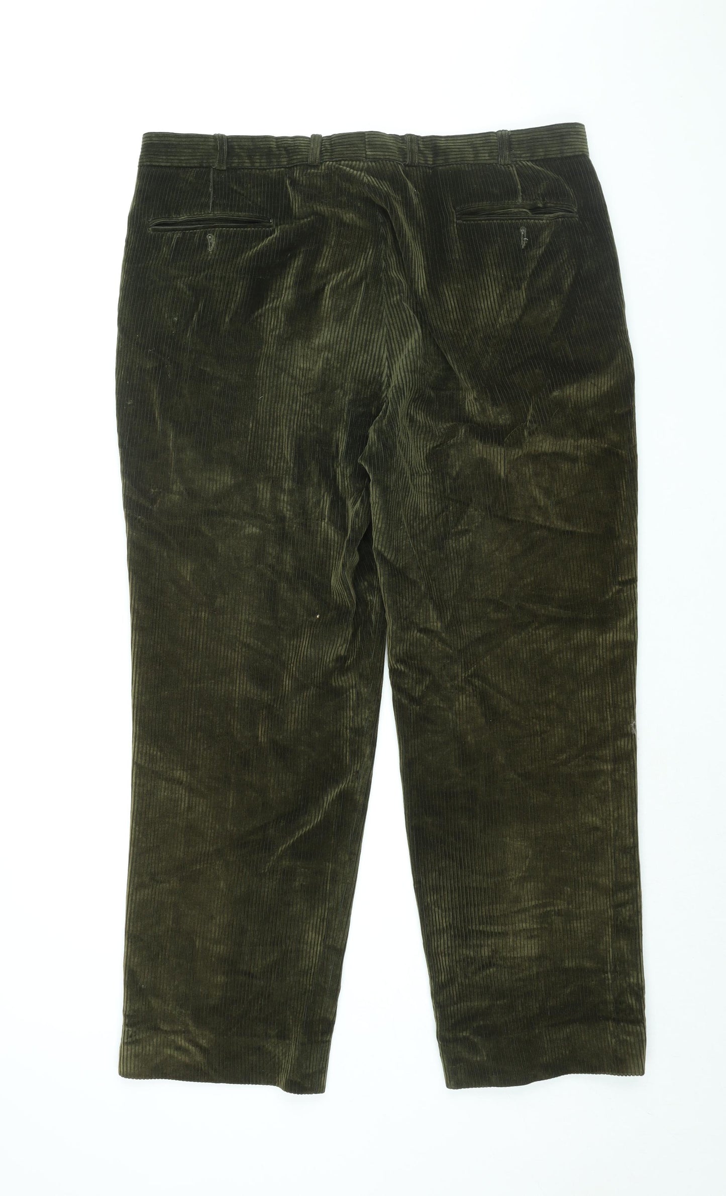 Gurteen Mens Green Cotton Trousers Size 38 in L29 in Regular Zip