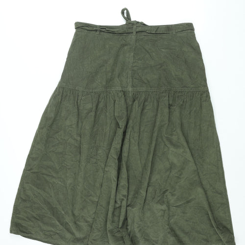 Per Una Womens Green Cotton Swing Skirt Size 16 Zip - Belted