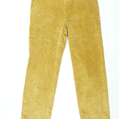 Brocklehurst Mens Yellow Cotton Trousers Size 34 in L32 in Regular Zip