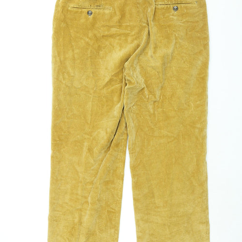 Brocklehurst Mens Yellow Cotton Trousers Size 34 in L32 in Regular Zip