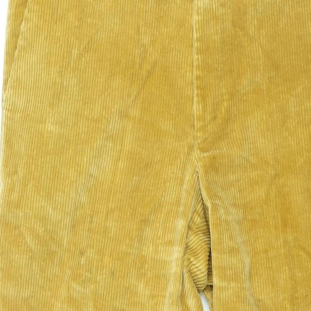 Brocklehurst Mens Yellow Cotton Trousers Size 34 in L32 in Regular Zip