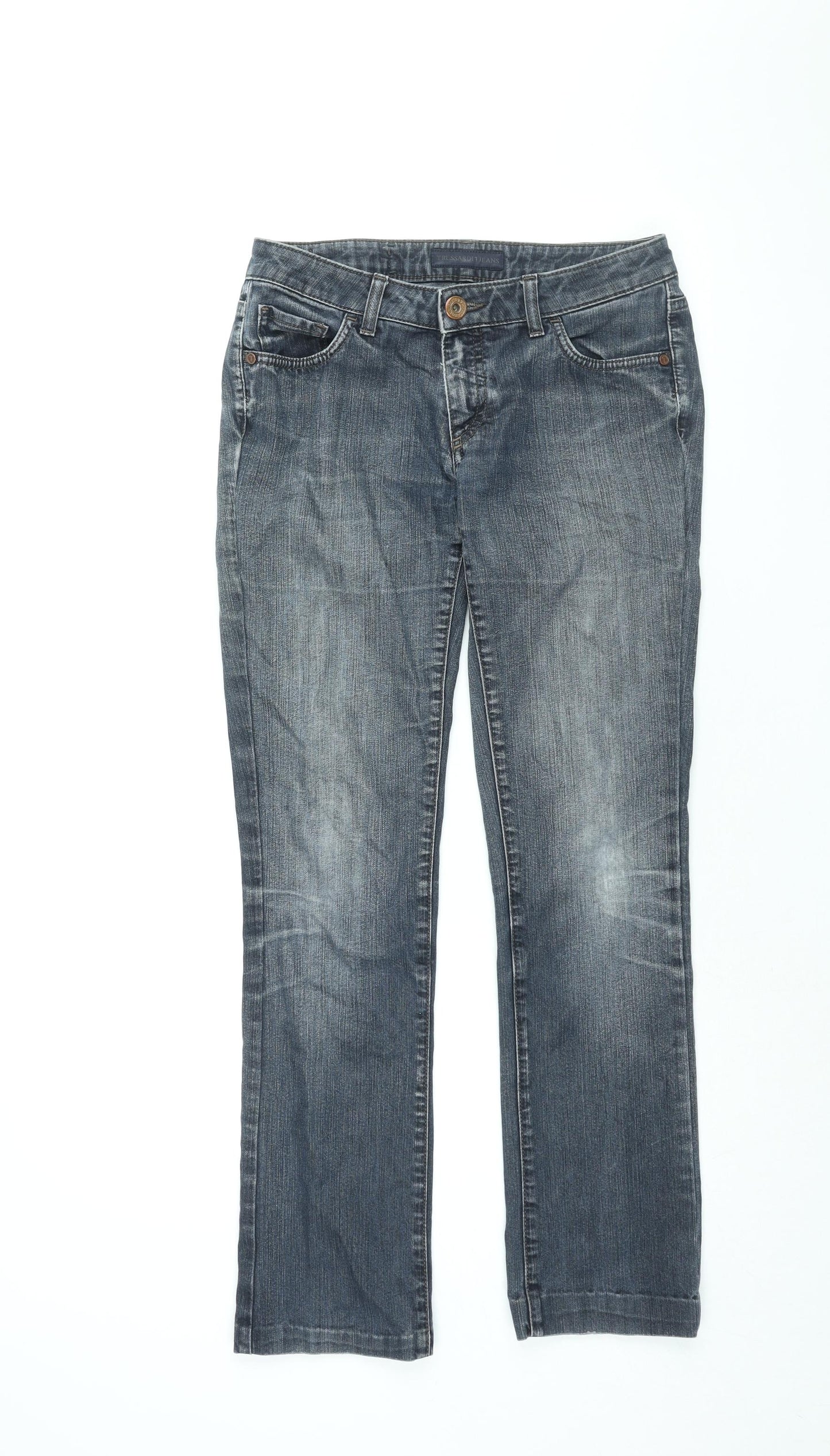 Trussardi Jeans Womens Blue Cotton Straight Jeans Size 30 in L29.5 in Regular Zip