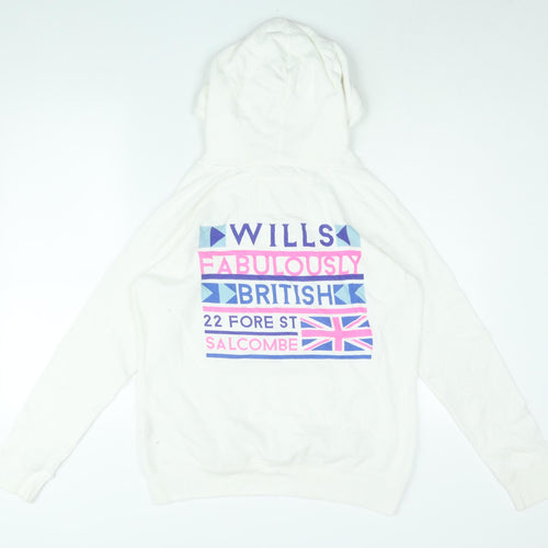 Jack Wills Womens White Cotton Pullover Hoodie Size 12 Pullover - Jack Wills Fabulously British