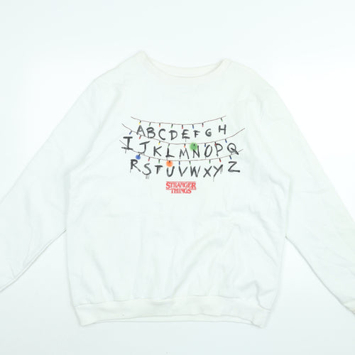 Stranger Things Womens White Cotton Pullover Sweatshirt Size 12 Pullover - Size 12-14