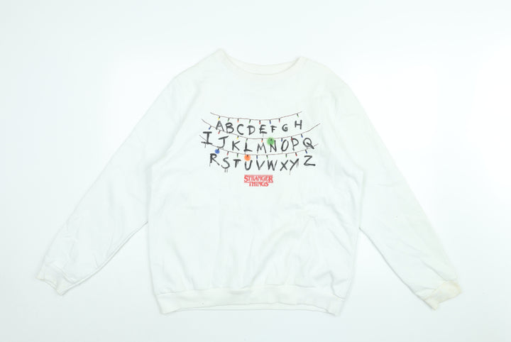 Stranger Things Womens White Cotton Pullover Sweatshirt Size 12 Pullover - Size 12-14