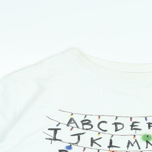 Stranger Things Womens White Cotton Pullover Sweatshirt Size 12 Pullover - Size 12-14