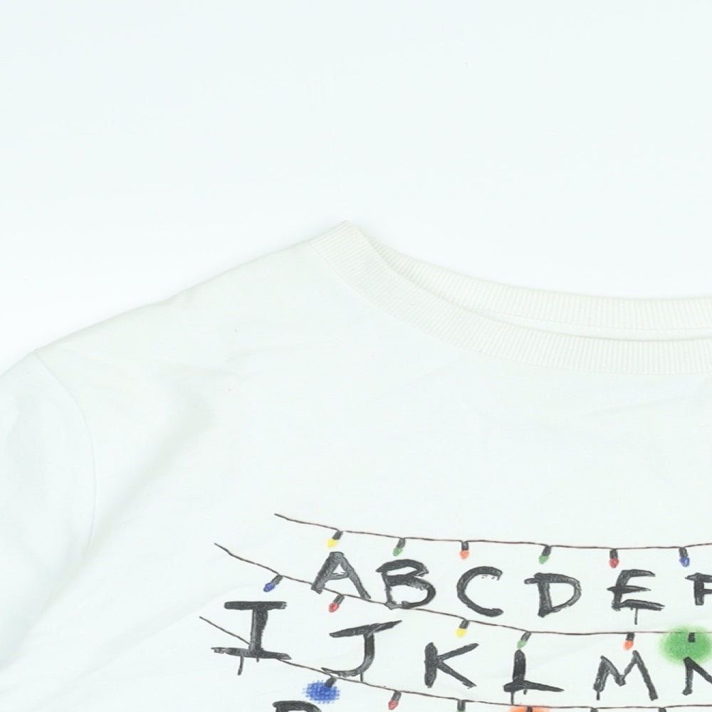 Stranger Things Womens White Cotton Pullover Sweatshirt Size 12 Pullover - Size 12-14