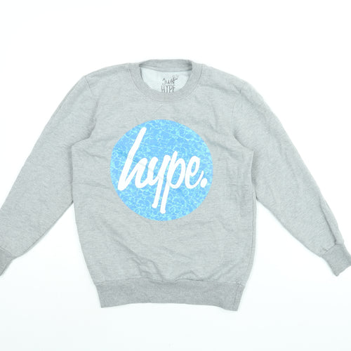 Hype Boys Grey Cotton Pullover Sweatshirt Size 11-12 Years Pullover - Hype Logo