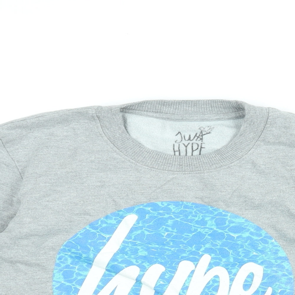 Hype Boys Grey Cotton Pullover Sweatshirt Size 11-12 Years Pullover - Hype Logo