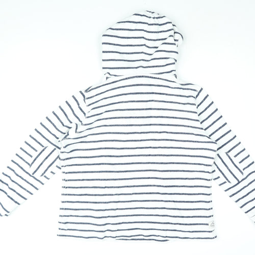 Crew Clothing Company Womens White Striped Cotton Pullover Hoodie Size 16 Button