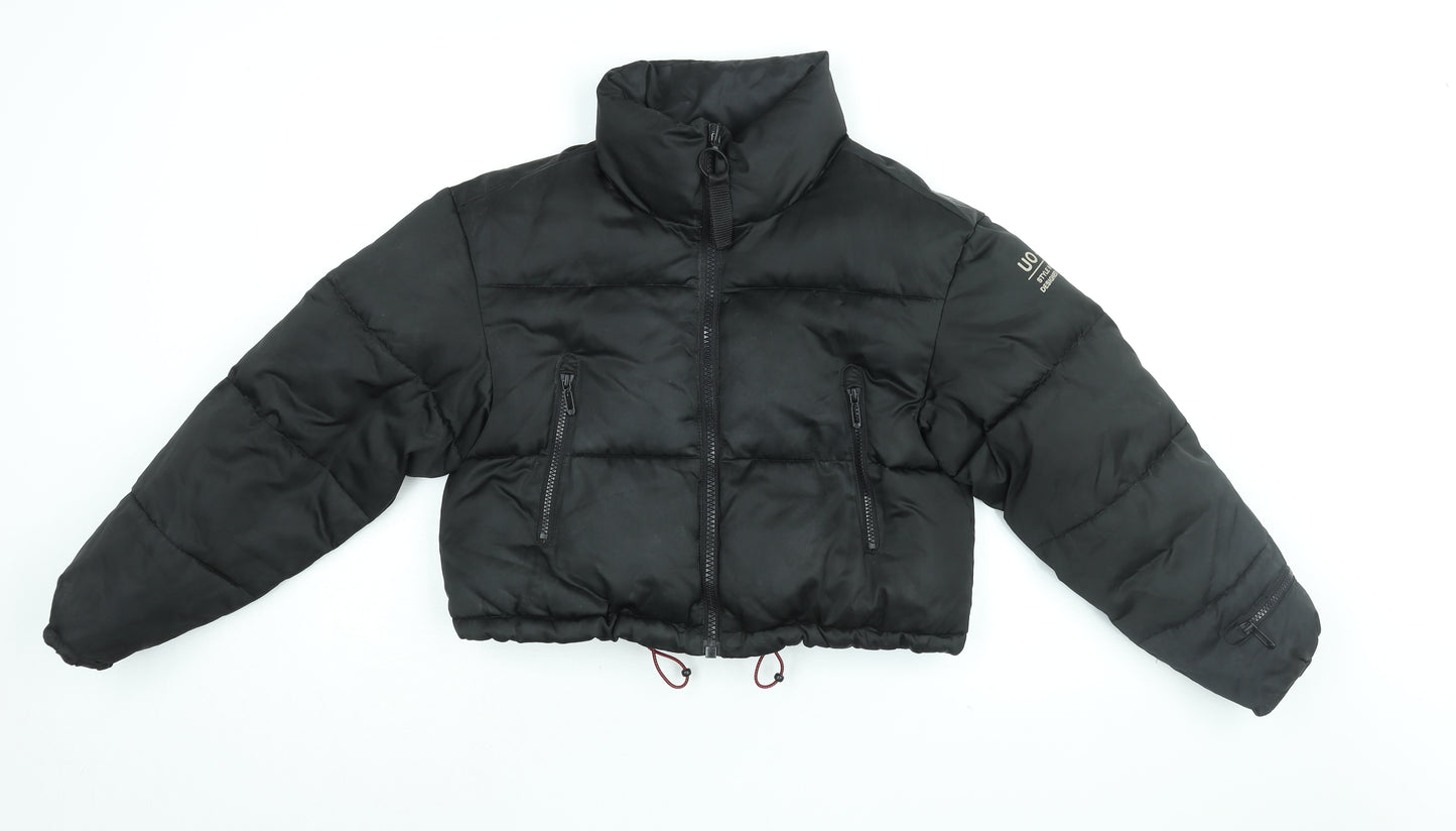 Urban Outfitters Womens Black Puffer Jacket Coat Size S Zip