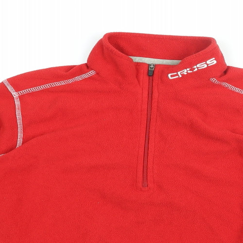 Cross Womens Red Polyester Pullover Sweatshirt Size S Zip