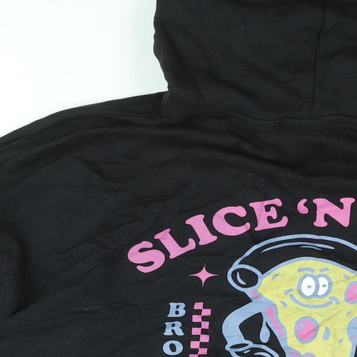 ONLY & SONS Mens Black Cotton Pullover Hoodie Size L - Slice'n'Easy, Bronx Pizza