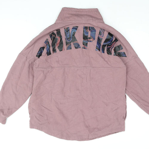 PINK Womens Pink Cotton Pullover Sweatshirt Size S Zip